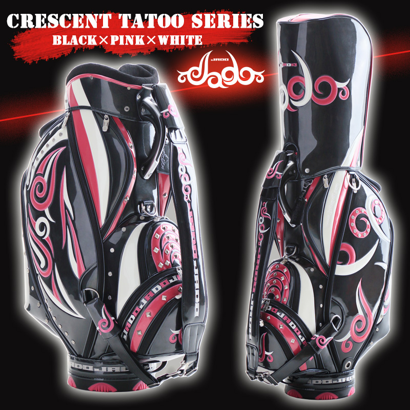 Crescent Tattooシリーズ ゴルフキャディバッグ ブラック×ピンク×ホワイト