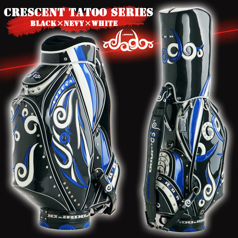 Crescent Tattooシリーズ ゴルフキャディバッグ ブラック×ネイビー×ホワイト