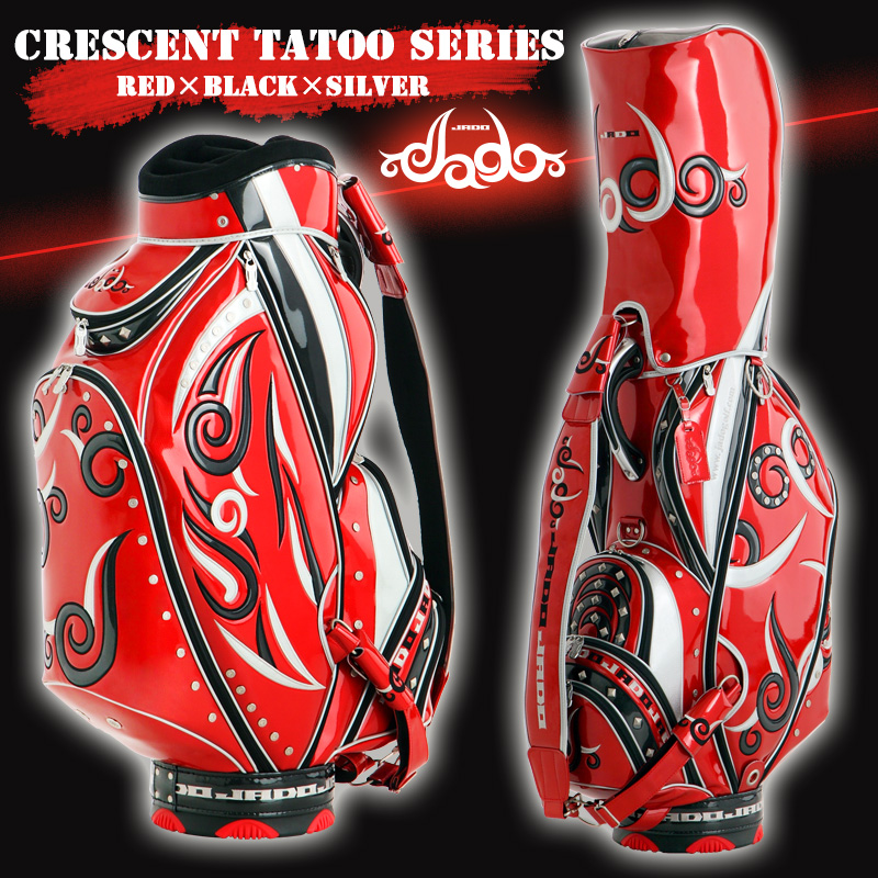 Crescent Tattooシリーズ ゴルフキャディバッグ レッド×ブラック×シルバー