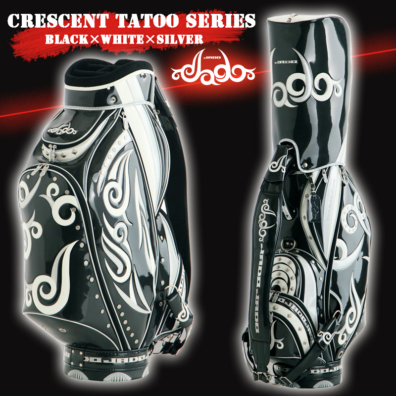 Crescent Tattooシリーズ ゴルフキャディバッグ ブラック×ホワイト×シルバー