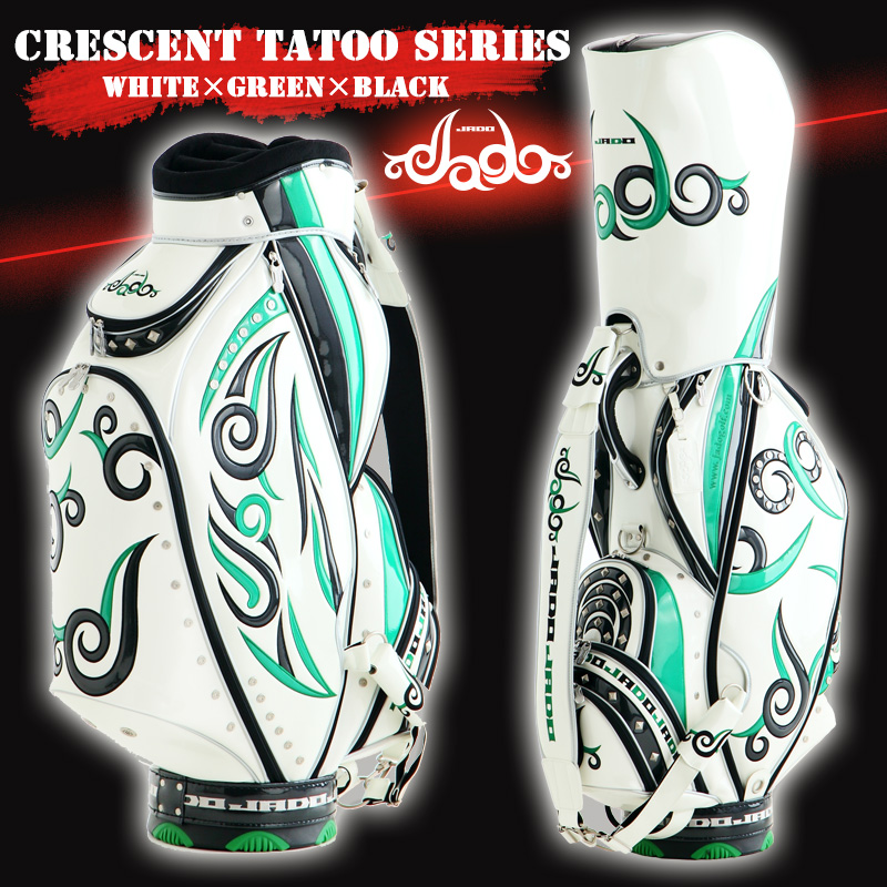 Crescent Tattooシリーズ ゴルフキャディバッグ ホワイト×グリーン×ブラック