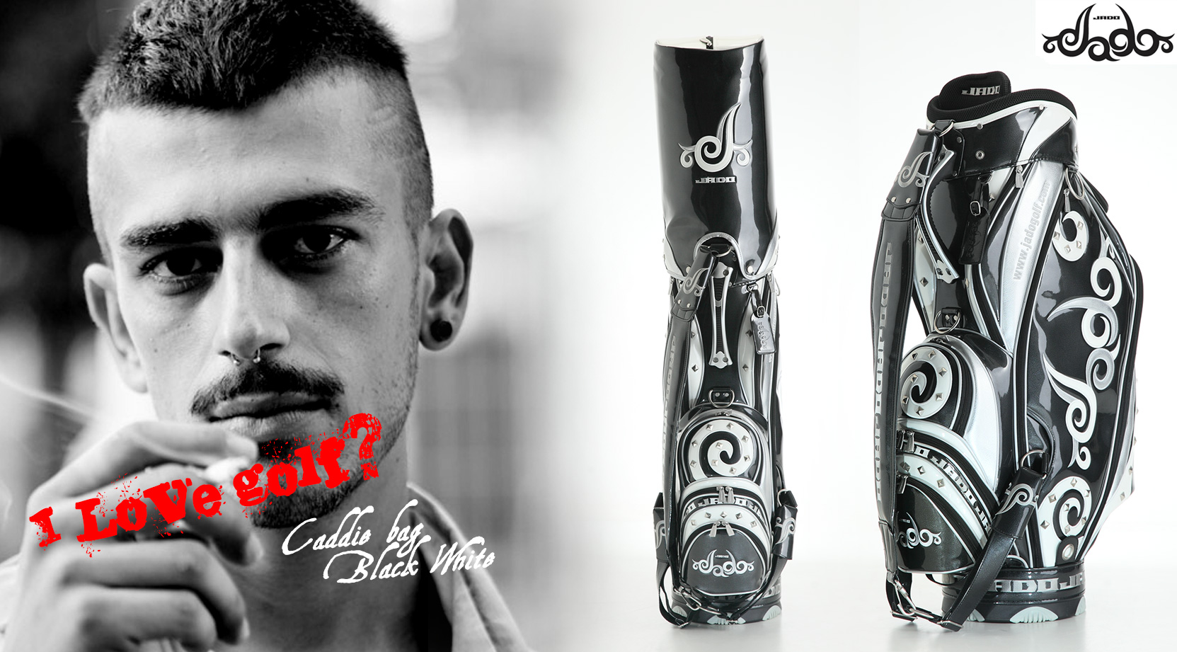 【Tatoo】ゴルフキャディバッグ ブラック×ホワイト