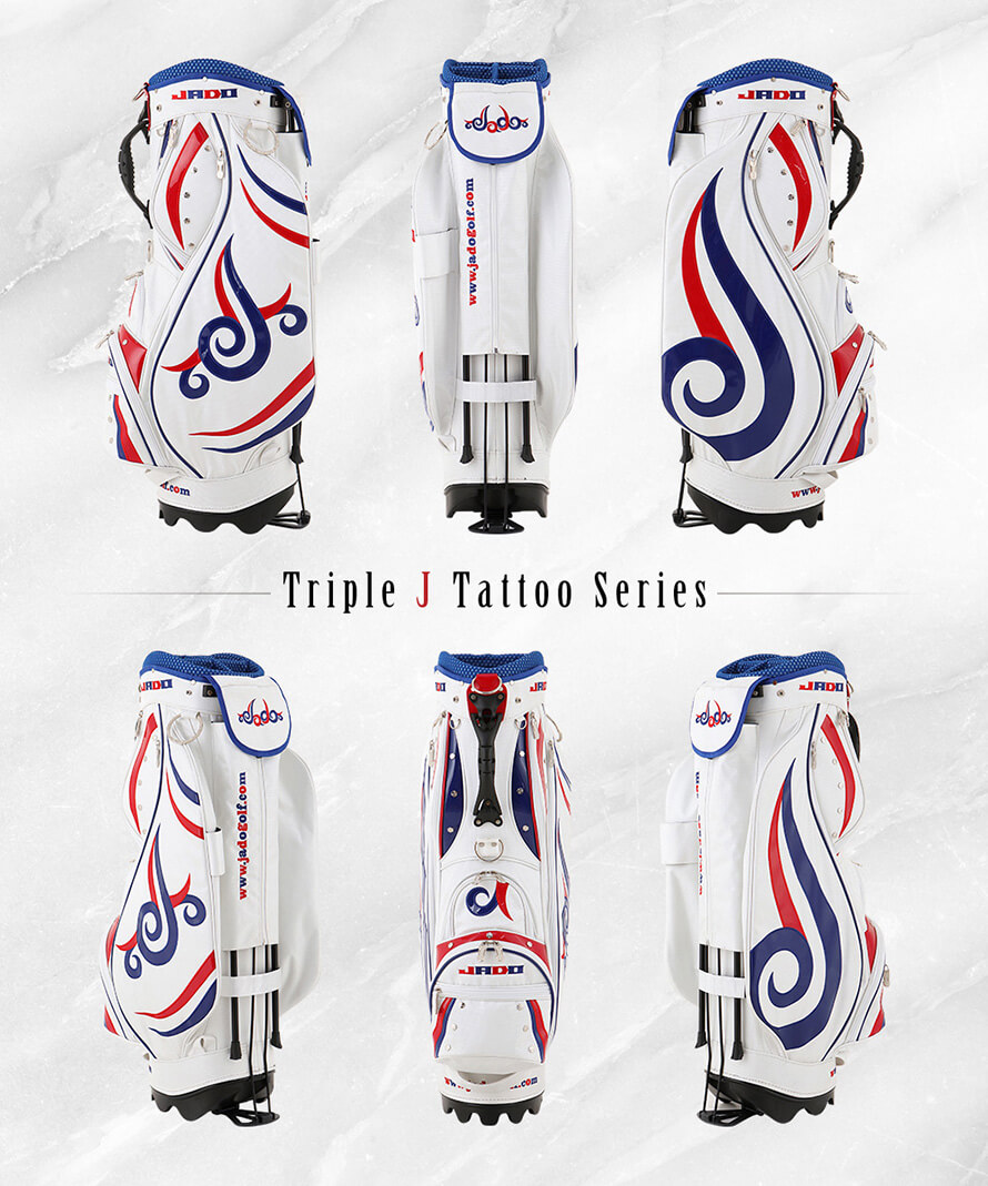 【限定80本生産】JADO Triple J Tattooシリーズ 軽量スタンドキャディーバッグ ホワイトネイビーレッド 2019年4月末発売